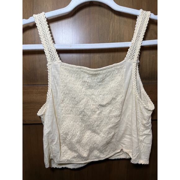 American Eagle Cropped Crochet Tank Top Boho Size Small Chic Cream - Picture 4 of 8